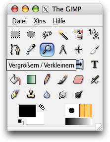 Das Werkzeug Vergrößern / Verkleinern im Werkzeugfenster
